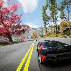 Auto da corsa su strada panoramica, un'esperienza di guida emozionante, come i migliori giochi macchine ps5 gratis.