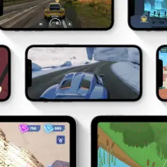 Schermate di giochi per dispositivi mobili, tra cui corse, avventura e puzzle. Scopri cosa è Apple Arcade con questi divertenti titoli.