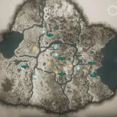 Mappa di Assassin's Creed Valhalla con icone di corvi e punti di interesse. Esplora il mondo di gioco per scoprire nuovi segreti.