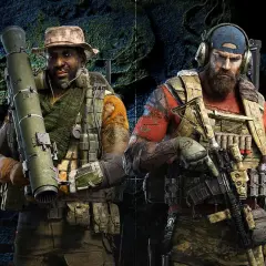 Due soldati in tenuta tattica, uno con un lanciarazzi, pronti per la battaglia. Un'immagine che anticipa la ghost recon breakpoint recensione.