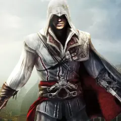 Ezio Auditore, protagonista del miglior Assassin's Creed PS4, pronto all'azione con la sua lama celata tra le rovine di Roma.