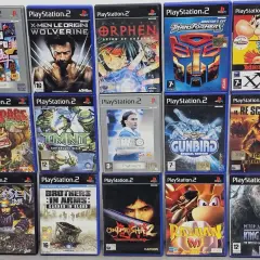 Collezione di **migliori giochi PS2**: Grand Theft Auto, Wolverine, Orphen, Transformers, TMNT, Gunbird, Kessen, Brothers in Arms, Onimusha 2, Rayman M, King Kong.