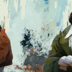 Due detective in stile Disco Elysium, la cui durata del gioco è notevole. Uno con occhiali, l'altro con baffi.