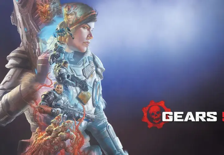 La copertina di Gears 5 recensione mostra Kait Diaz e altri eroi pronti alla battaglia contro le minacce aliene.