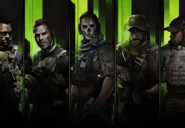 Cinque soldati pronti all'azione, tra cui Ghost con la sua iconica maschera, per il miglior Call of Duty.