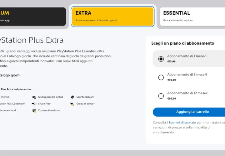 PlayStation Plus Extra: accesso a centinaia di giochi, inclusi titoli di grandi produzioni e indipendenti. Scegli il tuo piano di abbonamento.