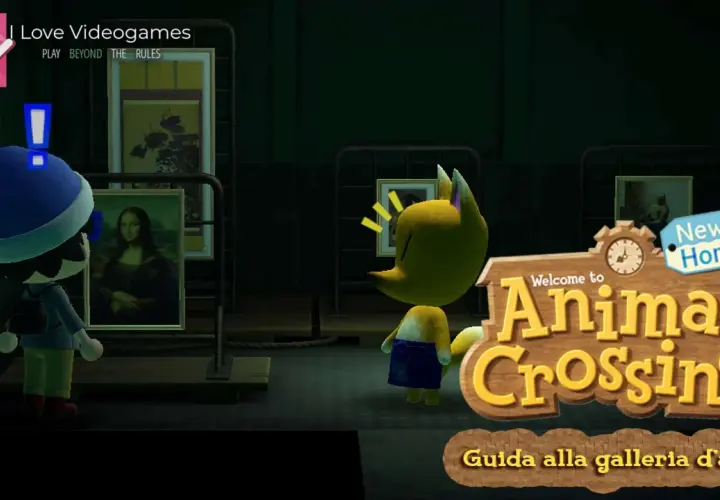 Un personaggio di Animal Crossing ammira la Gioconda, mentre il volpolo Rino, esperto d'arte, osserva.