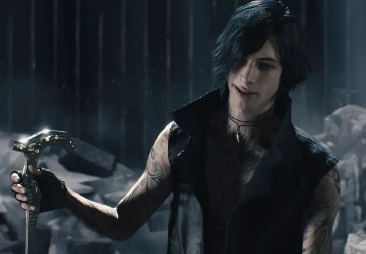 V, con il suo bastone e i tatuaggi, è pronto per la recensione di Devil May Cry 5.