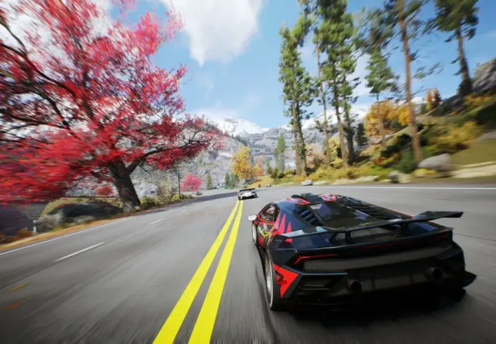 Auto da corsa su strada panoramica, un'esperienza di guida emozionante, come i migliori giochi macchine ps5 gratis.