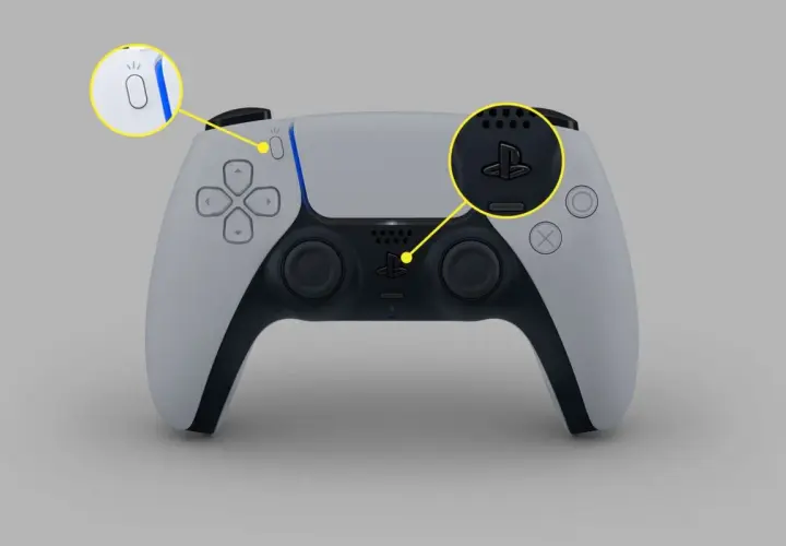 Controller DualSense PS5: premi il tasto PS e il tasto Crea per collegare il controller PS5 al telefono.