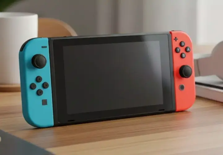 Nintendo Switch con Joy-Con blu e rossi, pronto per giocare a Roblox.