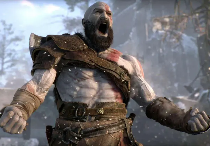 Kratos urla in battaglia, pronto per il suo prossimo scontro in God of War 6. La sua furia è palpabile.