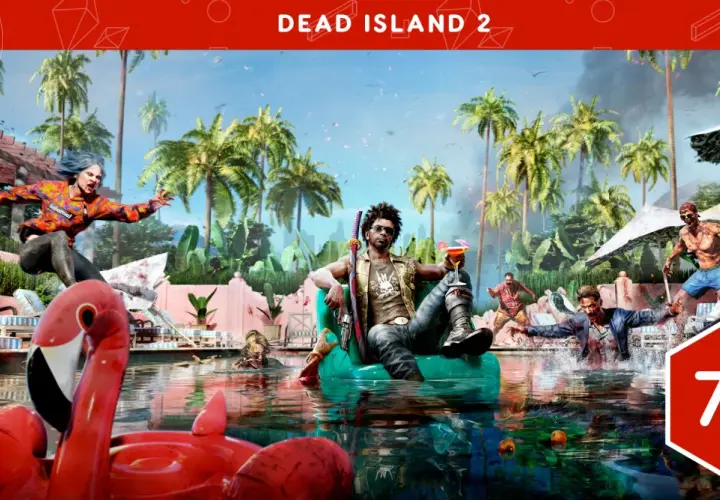 La recensione di Dead Island 2 mostra un'apocalisse zombie in una lussuosa villa con piscina, tra palme e un fenicottero gonfiabile.