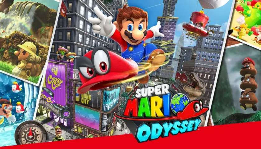 Super Mario Odyssey recensione: Mario salta tra grattacieli, esplora mondi diversi e affronta nemici in questa avventura colorata.