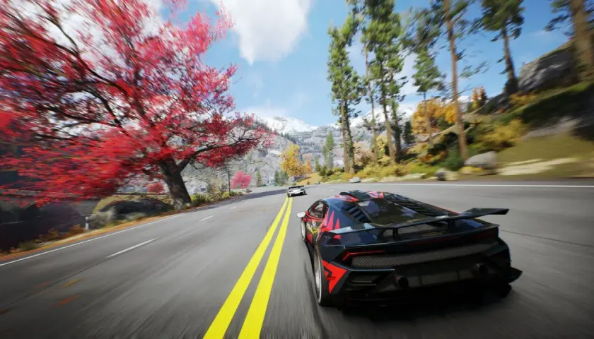 Auto da corsa su strada panoramica, un'esperienza di guida emozionante, come i migliori giochi macchine ps5 gratis.