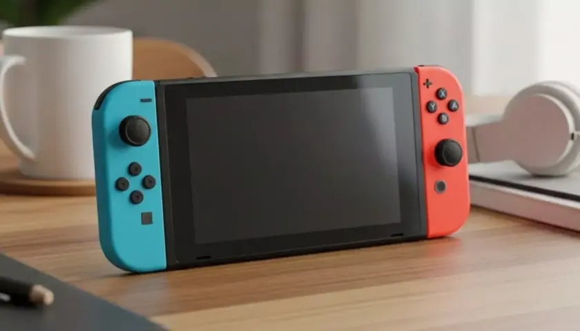 Nintendo Switch con Joy-Con blu e rossi, pronto per giocare a Roblox.