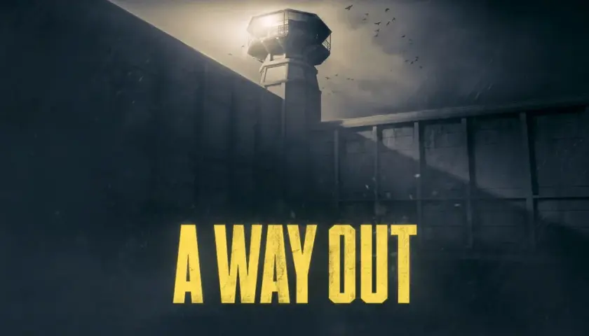 Il titolo "A Way Out" campeggia su un muro di prigione sotto la pioggia, con una torre di guardia illuminata in lontananza. Quanto dura a way out?