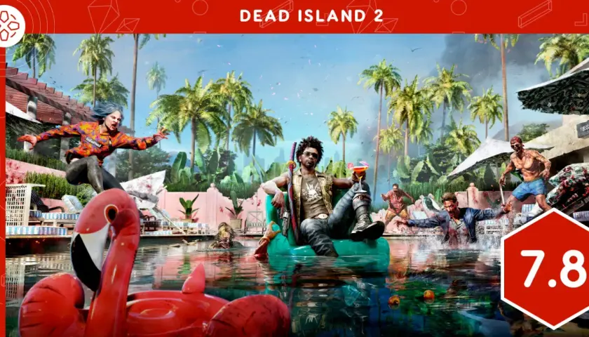 La recensione di Dead Island 2 mostra un'apocalisse zombie in una lussuosa villa con piscina, tra palme e un fenicottero gonfiabile.