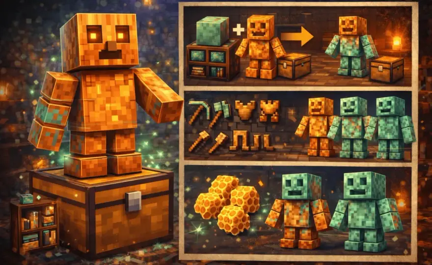 Golem di Rame Minecraft - Guida completa: usi, ossidazione e trucchi