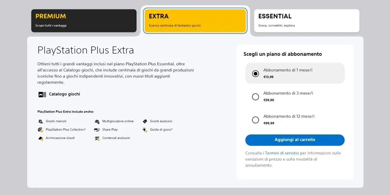 PlayStation Plus Extra: accesso a centinaia di giochi, inclusi titoli di grandi produzioni e indipendenti. Scegli il tuo piano di abbonamento.