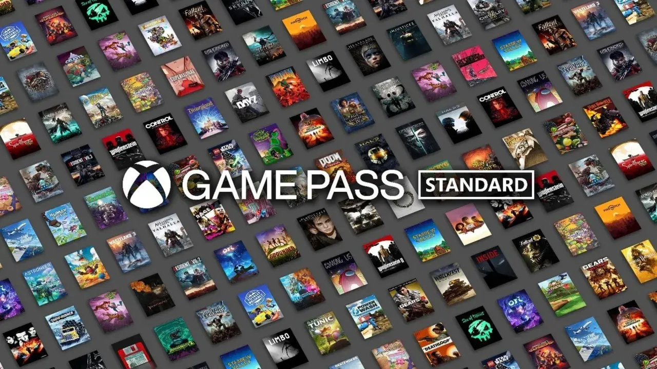 Un'ampia raccolta di copertine di giochi per Xbox Game Pass Standard, con titoli come Halo, Doom e Fallout.
