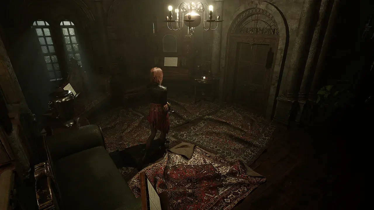 Una ragazza in un salotto antico, un'atmosfera che ricorda una recensione di "Tormented Souls".