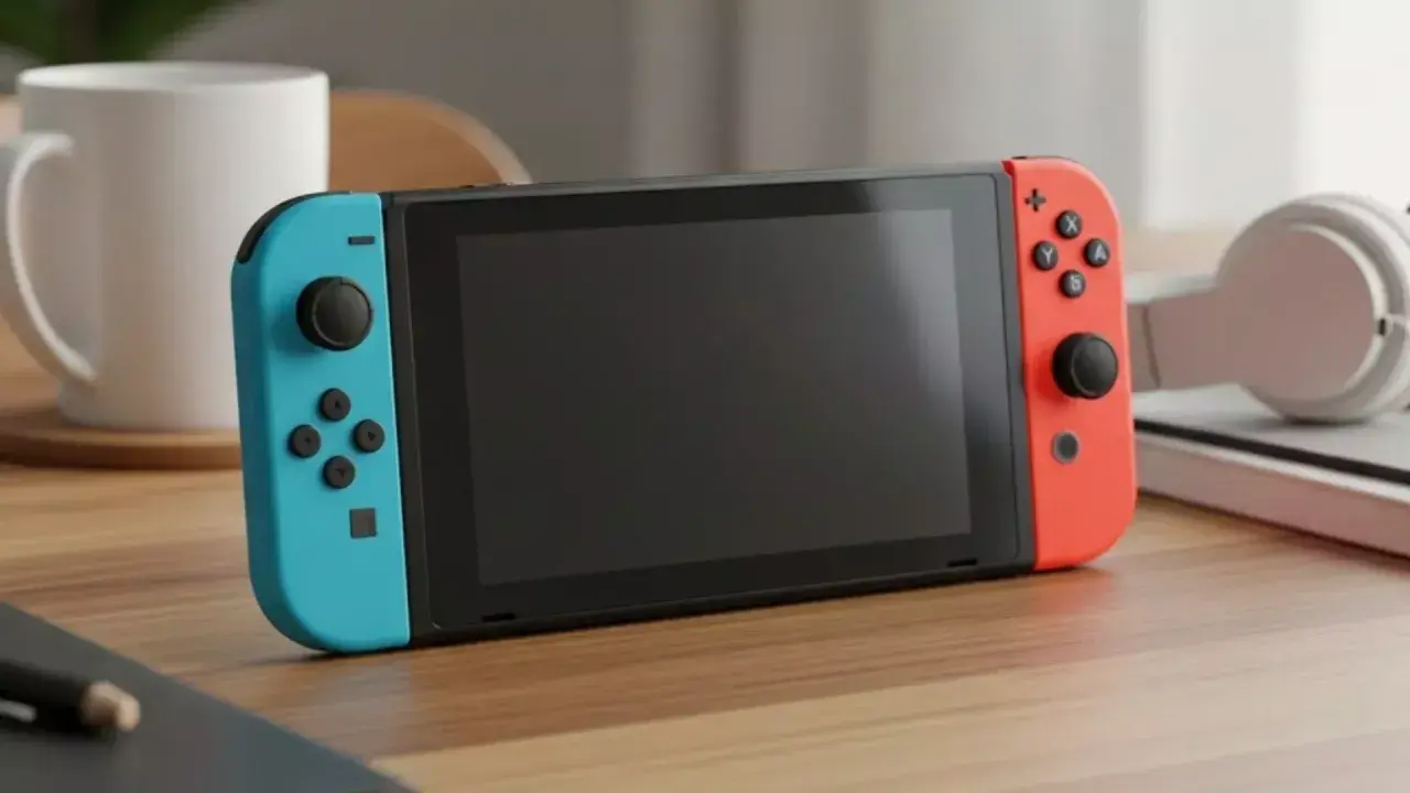 Nintendo Switch con Joy-Con blu e rossi, pronto per giocare a Roblox.