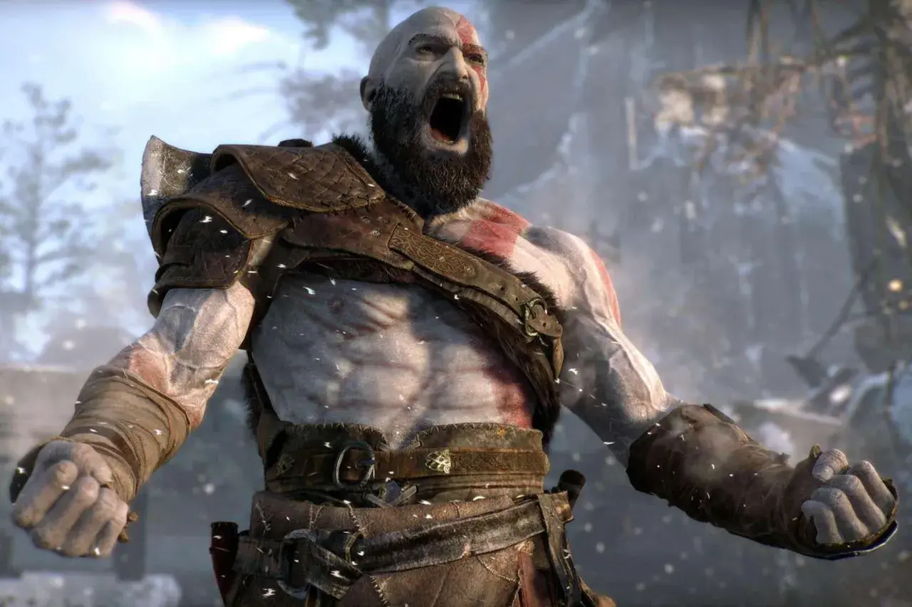 Kratos urla in battaglia, pronto per il suo prossimo scontro in God of War 6. La sua furia è palpabile.