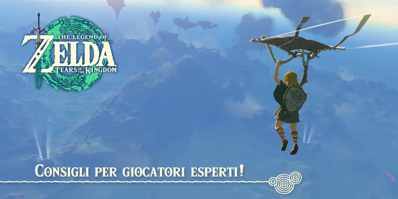 Link plana con il paraglider, un'immagine iconica di Zelda Tears of the Kingdom. Questa guida per giocatori esperti ti aiuterà a padroneggiare Hyrule.
