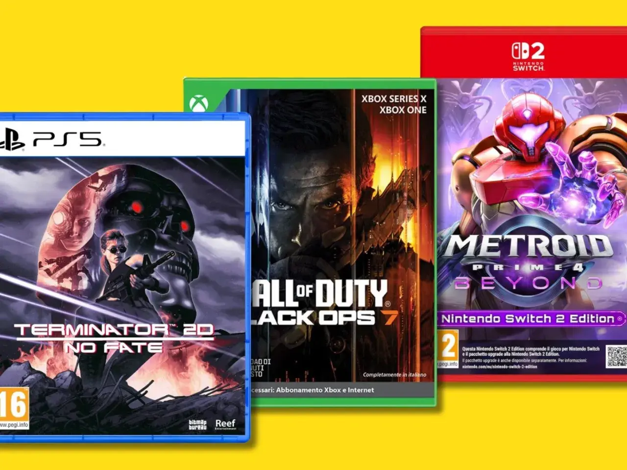 Copertine di giochi per PS5, Xbox e Switch: Terminator, Call of Duty e Metroid. Tra i migliori giochi PS4, questi titoli promettono azione.