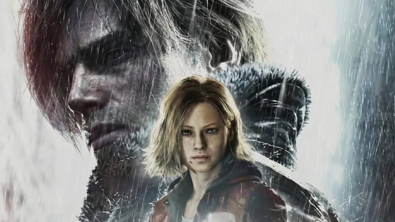 Leon S. Kennedy e Sherry Birkin sotto la pioggia battente, un'immagine iconica di Resident Evil Requiem.