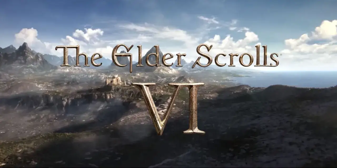 Il logo di The Elder Scrolls VI su un paesaggio montuoso e marino. L'attesa per questo capitolo &egrave; immensa.