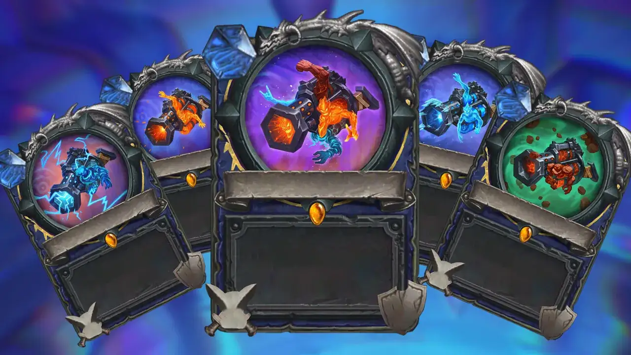 Le carte di Hearthstone nuova espansione mostrano creature elementali che impugnano potenti armi.