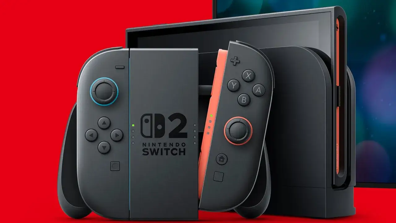 Nintendo Switch 3: console grigia con joycon blu e arancioni, pronta per il gioco.